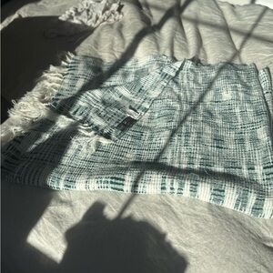 Marc New York Green and Cream Textured Throw blanket